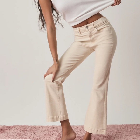 New Veronica Beard Jeans Carson High Rise Ankle Flare Ecru Sz 24 $278.00 - Picture 1 of 15